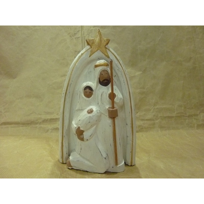 Belén madera blanco con estrella 1 pieza