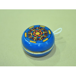 Yoyo madera pintado a mano, color azul - 6.5 cm