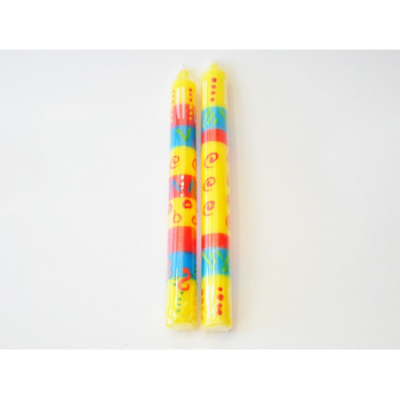Velas ''sunrise'' pintadas a mano azul, rojo y amarillo