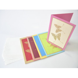 Tarjetas hechas a mano de papel c/ sobres, set 5