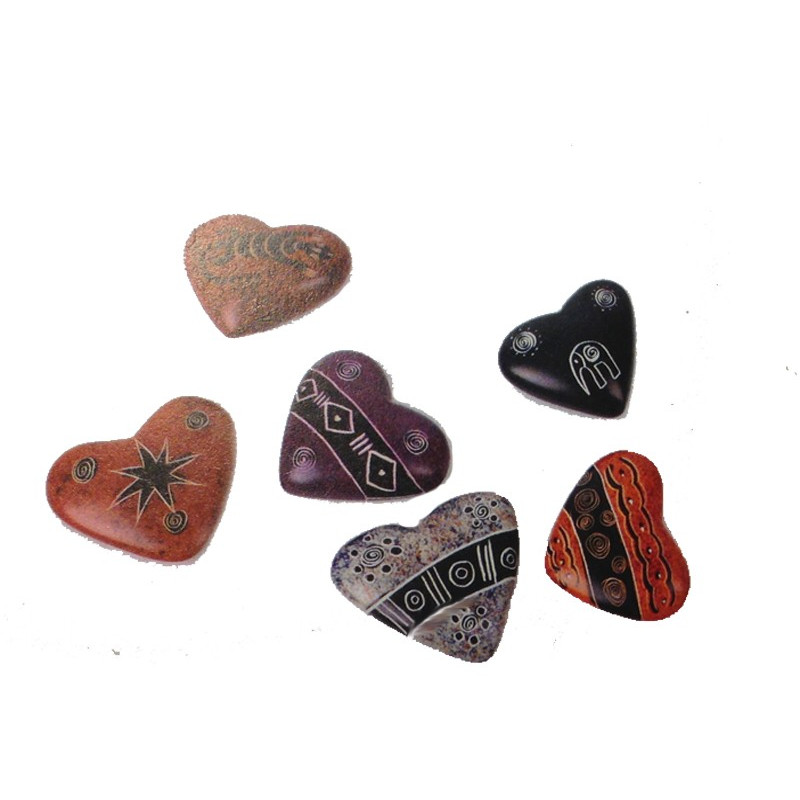 Piedra pisapapeles forma corazón, grabados variados