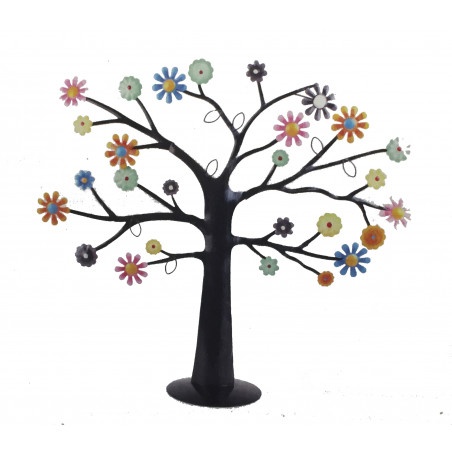 Arbol sujeta-joyas hierro, flores 42 cm h