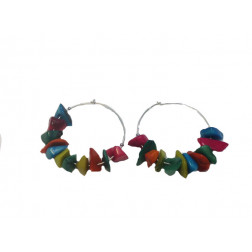 Pendientes-aros metal y tagua multicolor