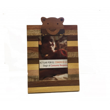 Marco foto de madera, figura oso