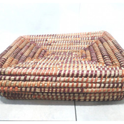 Cesta tapa fibra natural tonos tierra 33*39*8cm