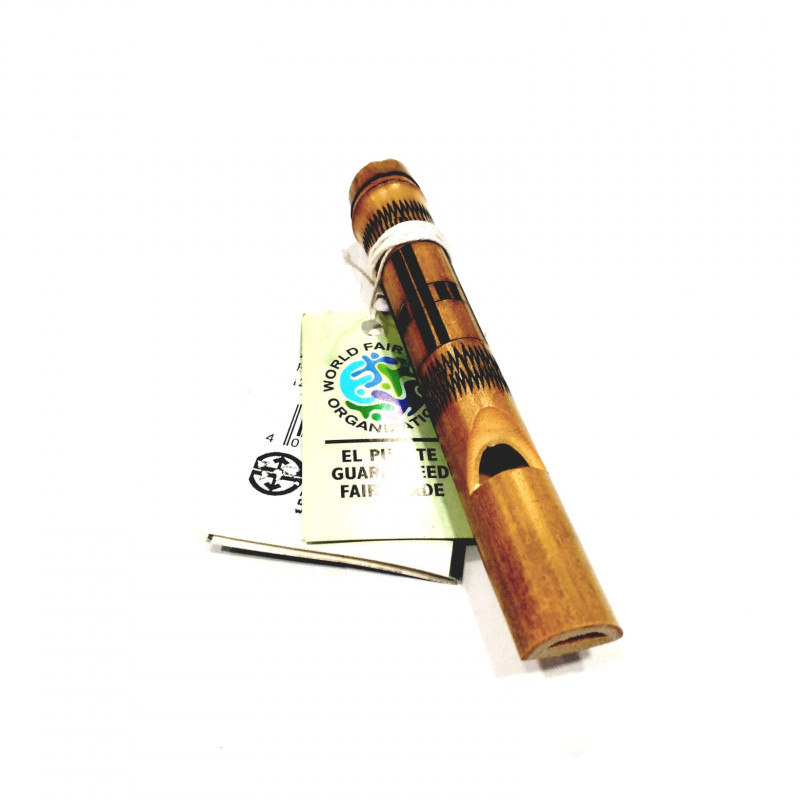 Mini flauta bambú tallado - 12 cm