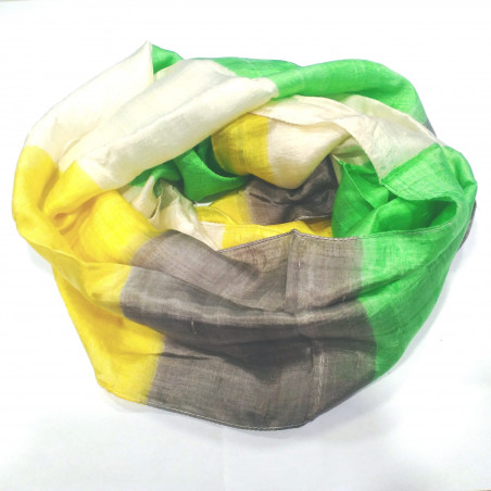 Cuello 100% seda verde y amarillo 50x140 cm