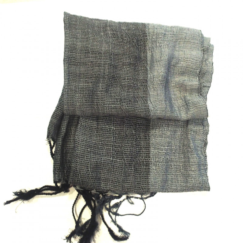 Estola algodon y seda gris y azul rayas
