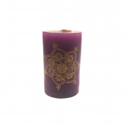 Vela pilar "Mandala" Parafina, púrpura/oro
