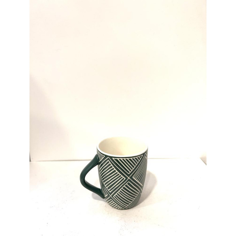 Taza de rayas verde con blanco