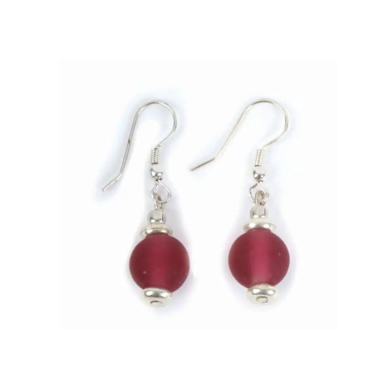 Pendientes con cuentas de cristal rojo