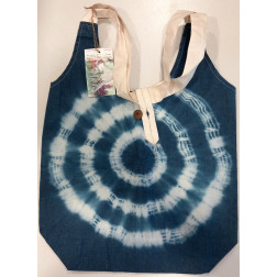 Bolso de tela blanco con azul