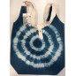 Bolso de tela blanco con azul