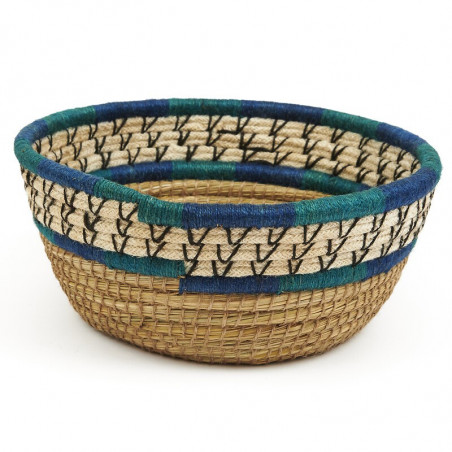 Cesta kaisa redonda líneas azules