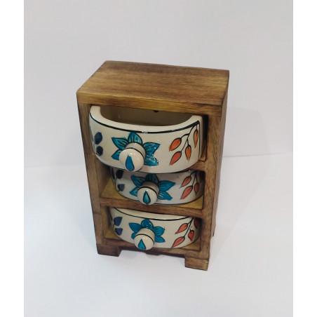 Cajón de madera de hojas ovalado